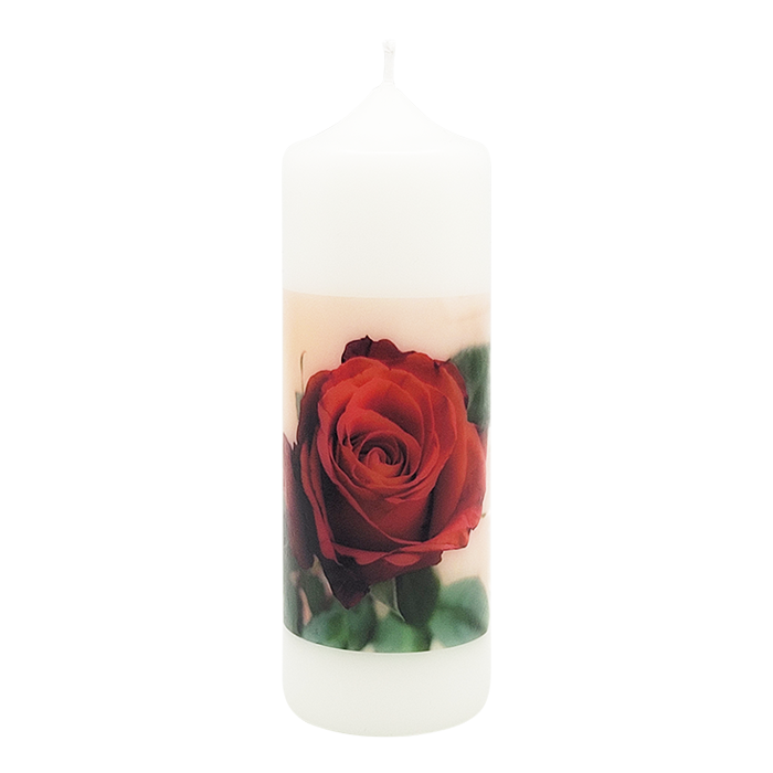 Lichtmess-Kerze mit Rose 